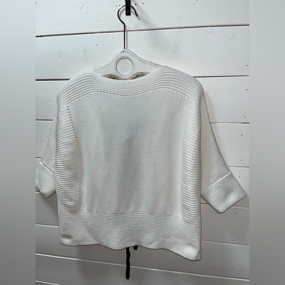 FRENCH CONNECTION – Navy Knit Top with Black Ribbon Ties – Estimated Size XL/XXL - Picture 7 of 11